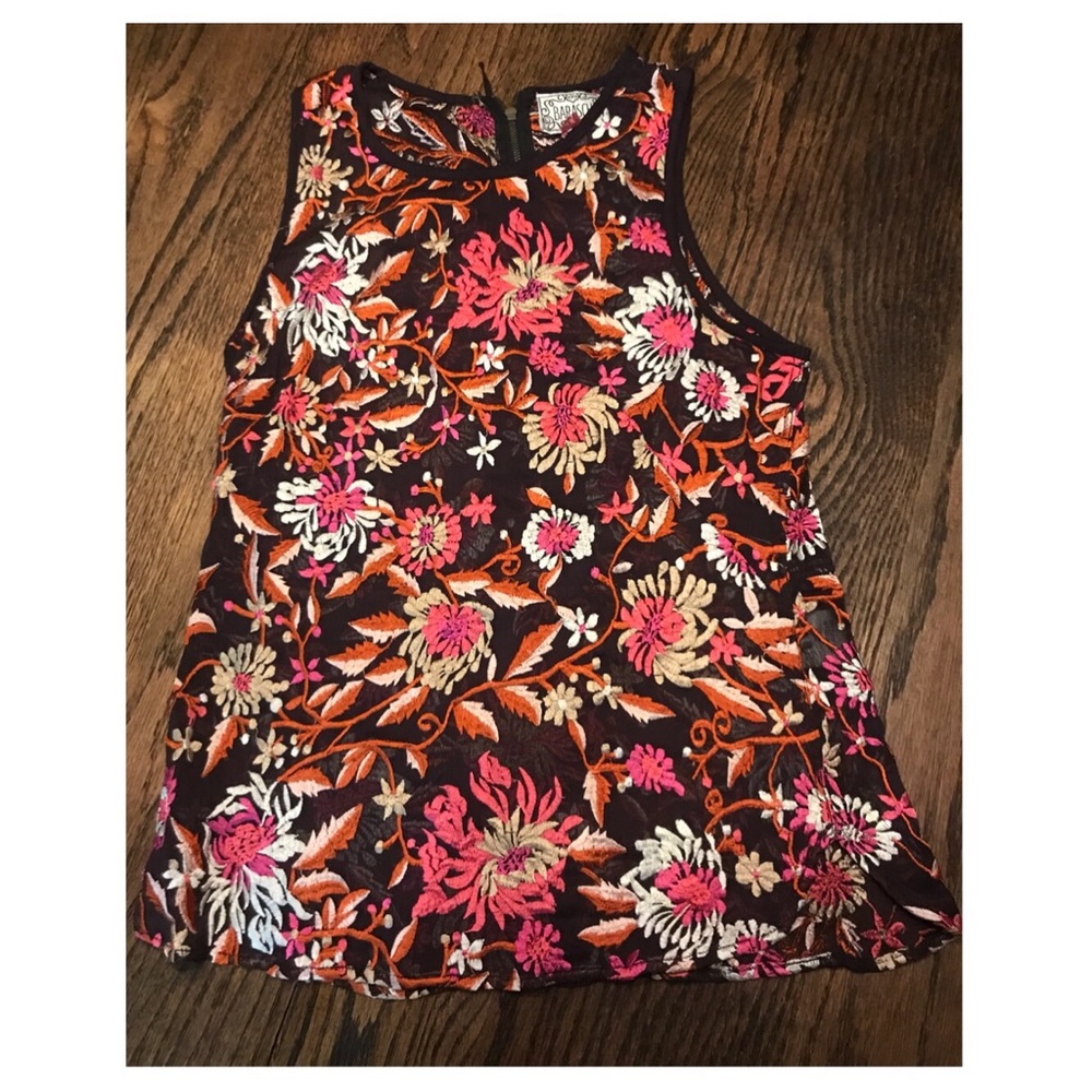 Anthro BARASCHI Embroidered Floral Top Size: Small